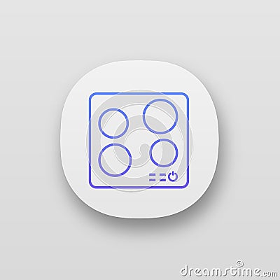 Electric induction hob app icon Vector Illustration