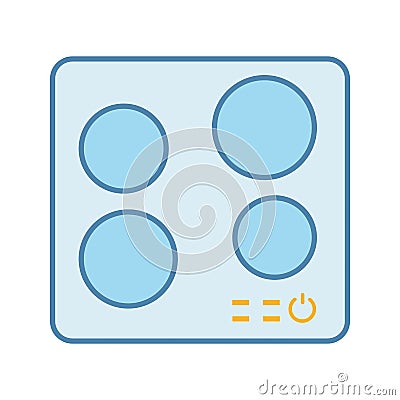 Electric induction hob color icon Vector Illustration