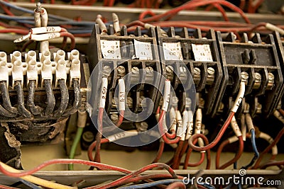 Electric installation with colorful wire Stock Photo