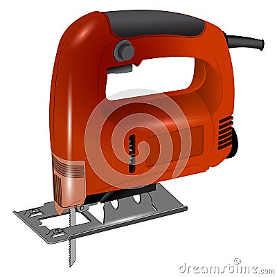 Electric jigsaw in red body Vector Illustration