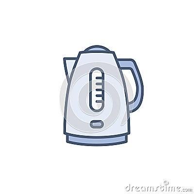 Electric kettle vector icon isolated on white, appliance line outline flat design sign for web website, mobile app Vector Illustration