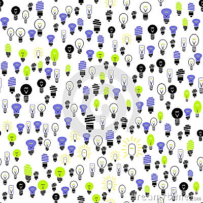 Electric Lamp Seamless Pattern Vector Illustration