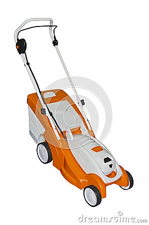 Electric lawn mower - machine to cut a grass surface to an even height Stock Photo