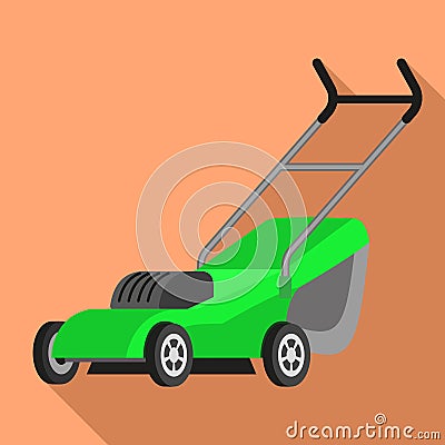 Electric lawnmower icon, flat style Vector Illustration