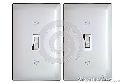 Electric light switch in ON and OFF positions Vector Illustration