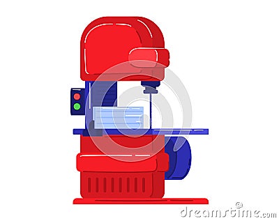 Electric machines in production, hole drilling equipment, engineering drill, cartoon style vector illustration, isolated Vector Illustration