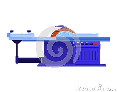 Electric machines in production, machine tool for making wood products, cartoon style vector illustration, isolated on Vector Illustration