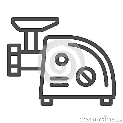 Electric meat grinder line icon, Kitchen appliances concept, Meat mincer sign on white background, mincing machine icon Vector Illustration