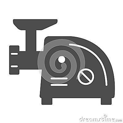 Electric meat grinder solid icon, Kitchen appliances concept, Meat mincer sign on white background, mincing machine icon Vector Illustration