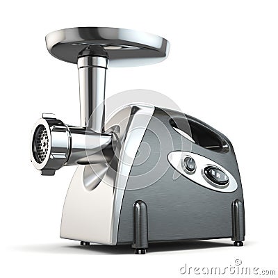 Electric meat grinder on white. Stock Photo