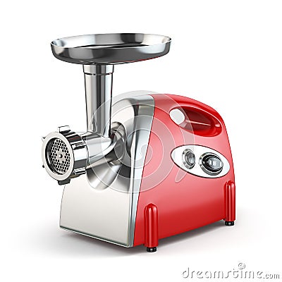 Electric meat grinder on white. Stock Photo