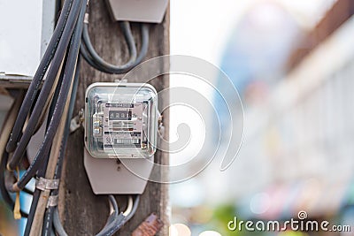 Electric Meter for home electrical appliances. electricity usage audits for energy cost at home and office Stock Photo