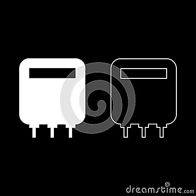Electric meter home electricity power counts energy measuring consumption equipment set icon white color vector illustration Vector Illustration