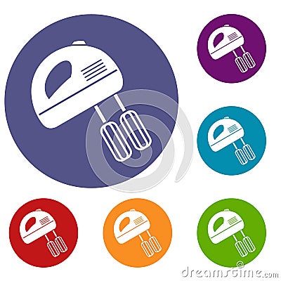 Electric mixer icons set Vector Illustration