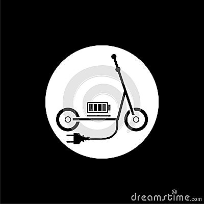 Electric modern scooter icon isolated on dark background Vector Illustration