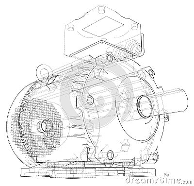 Electric motor outline. Vector Vector Illustration