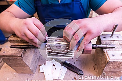 Electric motor production Stock Photo