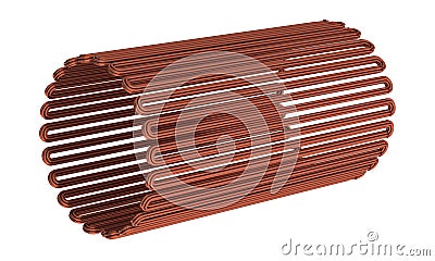 Electric motor stator copper coil isolated on white background 3D rendering Stock Photo