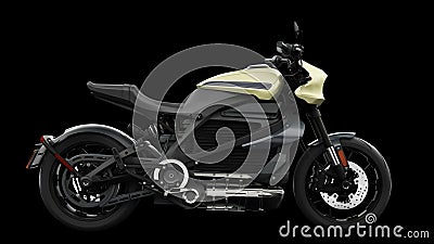 Electric motorcycle with black background 3d render Stock Photo