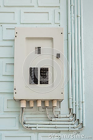 Electric panel, fuse box and Power Pipe line Stock Photo