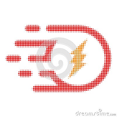 Electric Participle Halftone Dotted Icon with Fast Rush Effect Vector Illustration