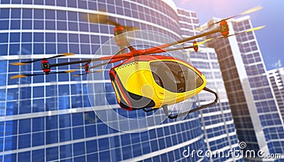 Electric Passenger Drone. 3D illustration Cartoon Illustration