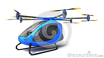 Electric Passenger Drone on the white background Cartoon Illustration