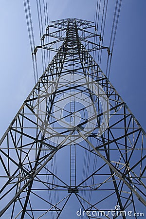 Electric pillar and danger sign Stock Photo