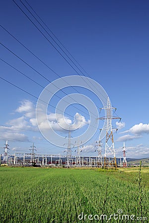 Electric pillars Stock Photo