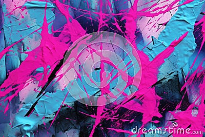 Electric pink and blue acid wash background with bold and striking lines and shapes Stock Photo