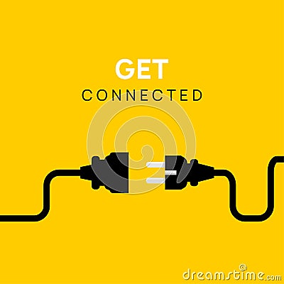 Electric Plug connect concept socket. Get connected or disconnect vector power plug cable illustration Vector Illustration