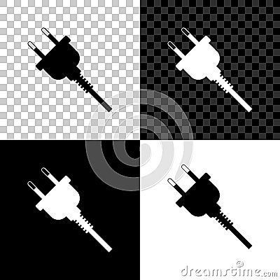 Electric plug icon isolated on black, white and transparent background. Concept of connection and disconnection of the Vector Illustration