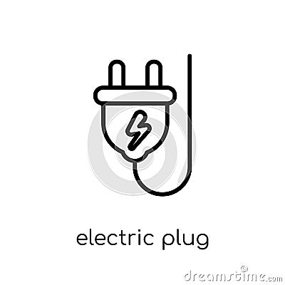 electric plug icon. Trendy modern flat linear vector electric pl Vector Illustration