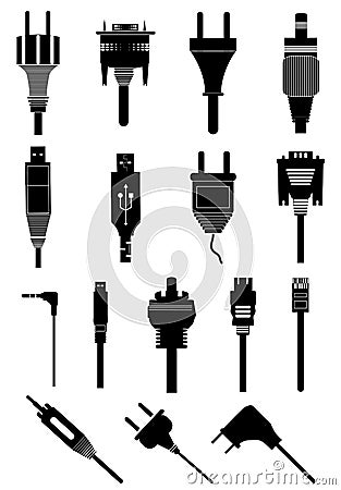 Electric plug icons set Vector Illustration