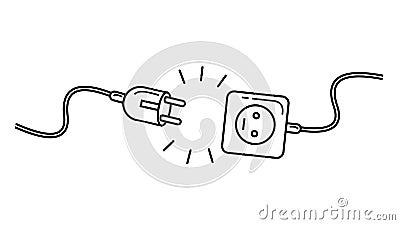 Electric Plug and Socket unplug disconnection, loss of connect Vector Illustration