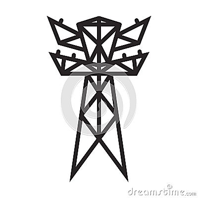 Electric poles vector icon.Black vector icon isolated on white background electric poles. Vector Illustration