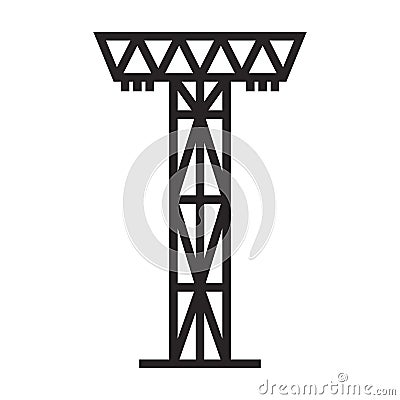 Electric poles vector icon.Black vector icon isolated on white background electric poles. Vector Illustration