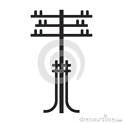 Electric poles vector icon.Black vector icon isolated on white background electric poles. Vector Illustration