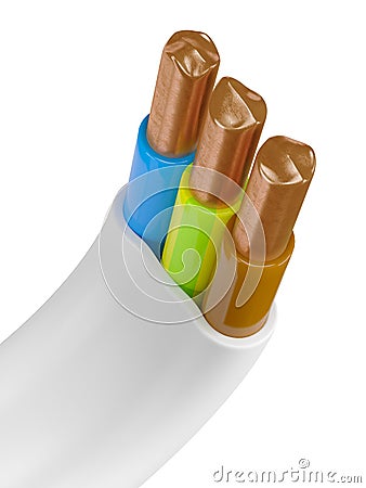 Electric power cable with three cores Stock Photo
