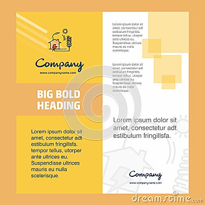 Electric power Company Brochure Title Page Design. Company profile, annual report, presentations, leaflet Vector Background Vector Illustration