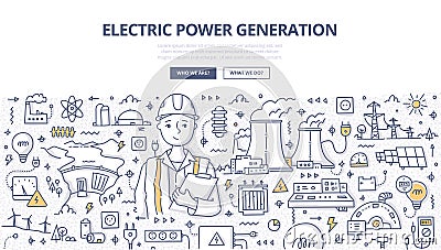 Electric Power Generation Doodle Concept Vector Illustration