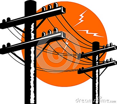 Electric Power line post Stock Photo