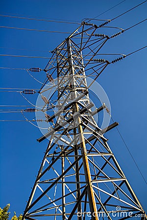 Electric power line tower Stock Photo