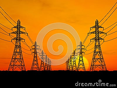 Electric power lines Stock Photo