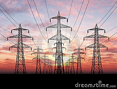 Electric power lines Stock Photo