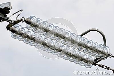 Electric Power Lines connector high voltage electicity Stock Photo