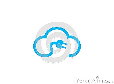 Electric power male and female in the cloud for logo design Vector Illustration