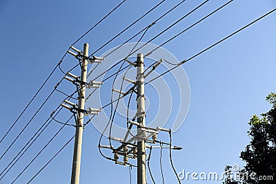 power pole line Stock Photo