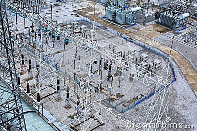 Electric Power Substation Stock Photo