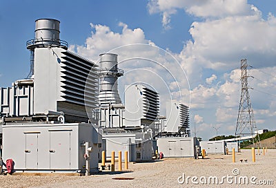 Electric Power Substation Stock Photo
